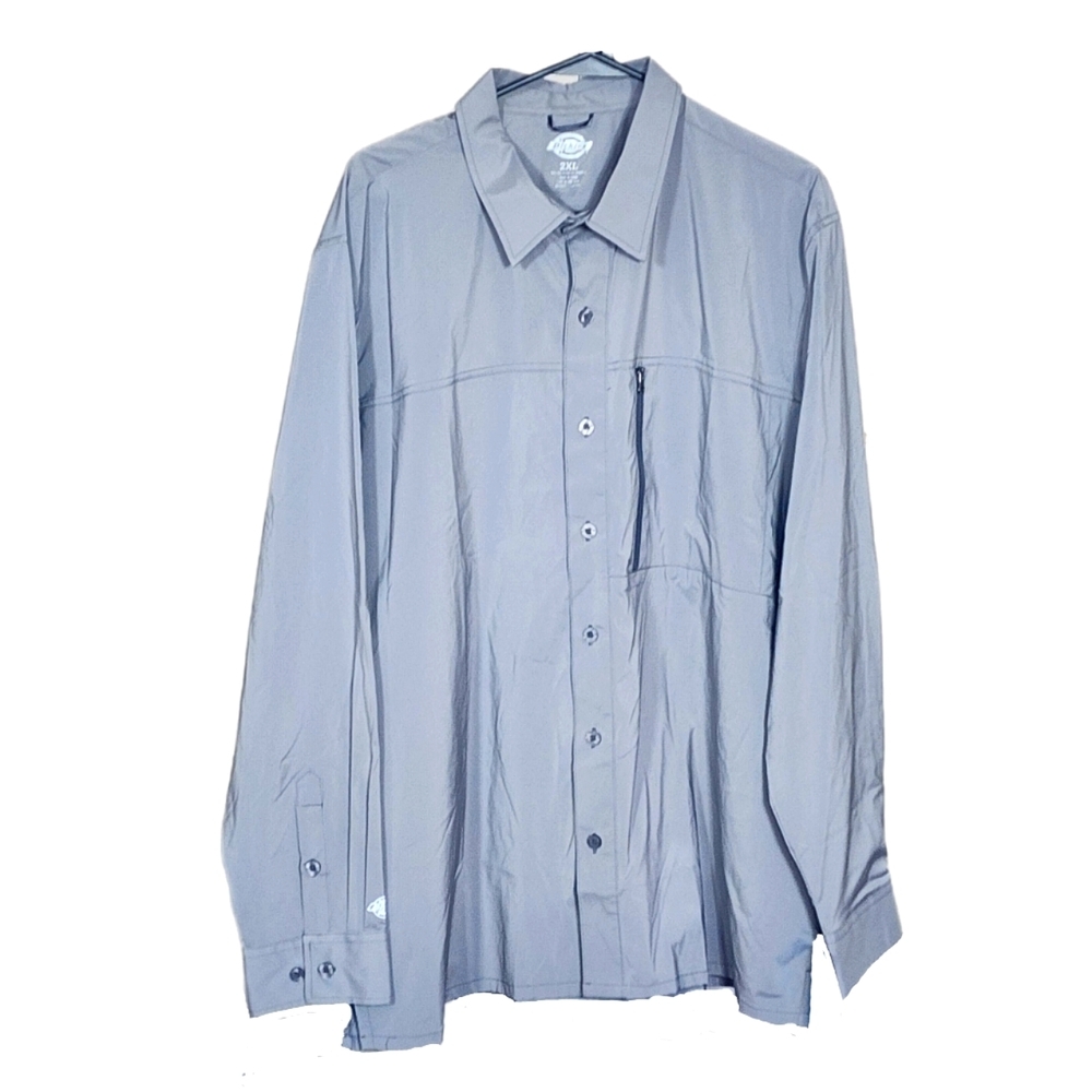 Dickies Cool Men's Long Sleeve Gray Button Front Shirt NWT 0727